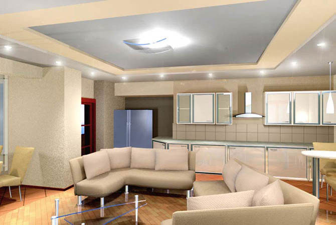 дизайн гостинной комнаты потолок